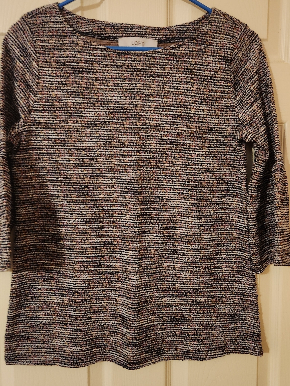 NWT Ann Taylor Loft Tweed Flare Bell Sleeve Top Size XS Career Workwear Preppy